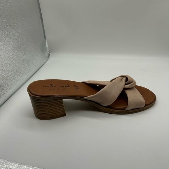 Mila Paoli Leather Soft Knot Heel Sandals Made in Italy - Picture 6 of 11